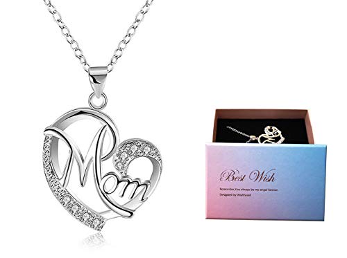 Día de la madre regalo, Deesos Collar El mejor regalo para el cumpleaños de la madre Corazón Diamante, Collar colgante para el cumpleaños de mamá Plata Día de la madre regalo, Deesos Collar El mejor regalo para el cumpleaños de la madre Corazón Diamante, Collar colgante para el cumpleaños de mamá Plata
