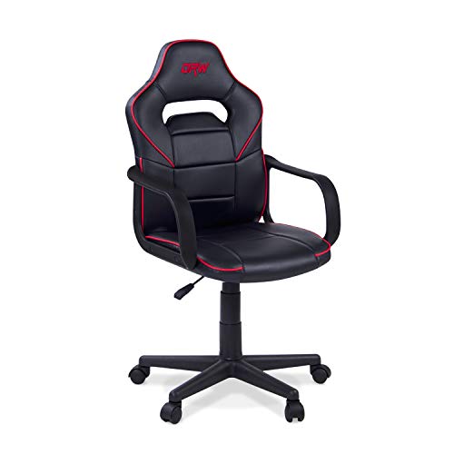 DRW, Sillon Gaming, Silla de Escritorio, Estudio o Despacho, Acabado en Negro y Rojo, Medidas: 60 cm (Ancho) x 60 cm (Fondo) x 98-108 cm (Alto) DRW, Sillon Gaming, Silla de Escritorio, Estudio o Despacho, Acabado en Negro y Rojo, Medidas: 60 cm (Ancho) x 60 cm (Fondo) x 98-108 cm (Alto)
