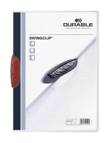 Durable 226003 Swingclip - Dossier con pinza capacidad para 30 hojas, color rojo, 25 unidades, A4