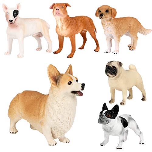 E-More Figuras de Animales de Juguete para niños, 6 Piezas Conjunto de Juguetes Perro Animales de Mini Figuras de Cachorro Juguetes de Animales Playset Juguetes educativos de Aprendizaje para Niños