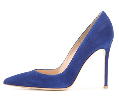 EDEFS Zapatos de Tacón para Mujer,Zapatos de tacón Alto 10 CM Azul EU37