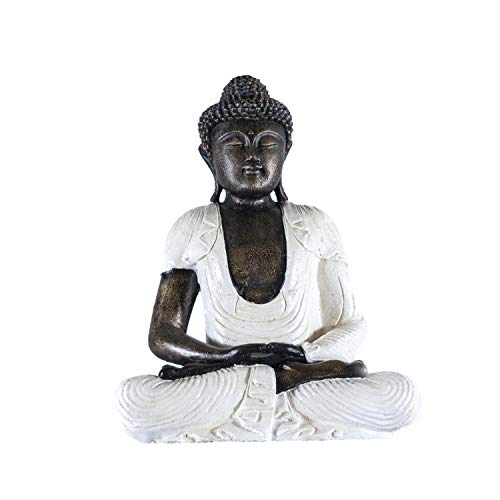 Edenjardi Figura de Buda decoración en Color Blanco rústico | 50 cm de Alto Edenjardi Figura de Buda decoración en Color Blanco rústico | 50 cm de Alto