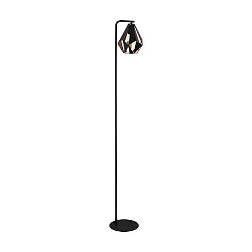 Eglo Carlton 4 - Lámpara de pie (1 bombilla de acero con interruptor de pedal), color negro y cobre envejecido