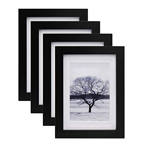 Egofine Juego de 4 marcos de fotos de 13 x 18 cm (5 x 7 pulgadas), color negro, 4 unidades, de pie y para colgar en la pared, de madera maciza, con plexiglás HD Egofine Juego de 4 marcos de fotos de 13 x 18 cm (5 x 7 pulgadas), color negro, 4 unidades, de pie y para colgar en la pared, de madera maciza, con plexiglás HD