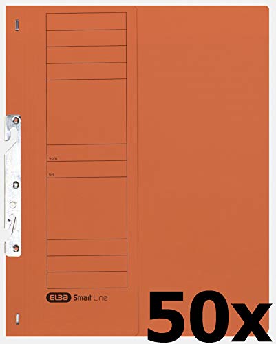 Elba 22451OG - Clasificadora con grapado (250 g/m2, cartón manila, para aproximadamente 200 hojas A4, media cubierta frontal, 50 unidades), color naranja