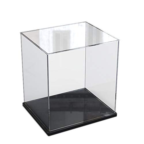 Elepure - Caja de cristal acrílico transparente para colección Lego – Figura mejorada, expositor, caja de exhibición antipolvo con base para juguetes, minifiguras (negro, 30 x 30 x 40 cm)