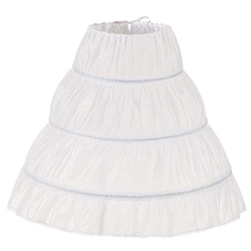 Enaguas Niños niño niña vestido enagua de la parrilla accesorios de boda para la niña de la flor vestido mullido enagua falda 3 aros (Color : White, Size : Length 85 cm)