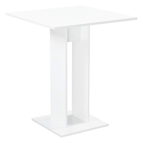 [en.casa] Mesa de Comedor Lindesnes 65 x 65 x 78 cm Mesa de Cocina o Salón Cuadrada Mesa de Bar Mesa de Bistro Blanco Alto Brillo