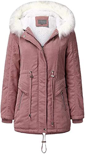 ENFLEEF Women Hooded Winter Warm Parka Coat Mid Long Length Fleece Down Jacket Coat