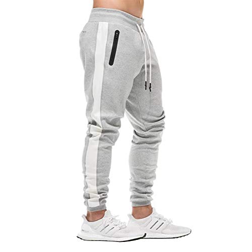FEDTOSING - Pantalones de deporte para hombre, de algodón, ajustados, para correr, tiempo libre, correr gris XL