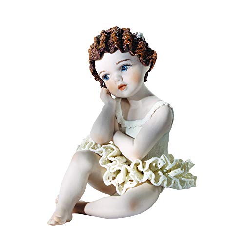 Figura de porcelana Claudine – Muñeca de porcelana elegante decoración artesanal, manufactura clásica artística Vicentina – Fabricado en Italia