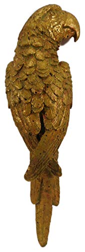 Figura decorativa de loro, color dorado, para colgar, 26 x 7 cm, diseño de animales de Ara, GGR D23