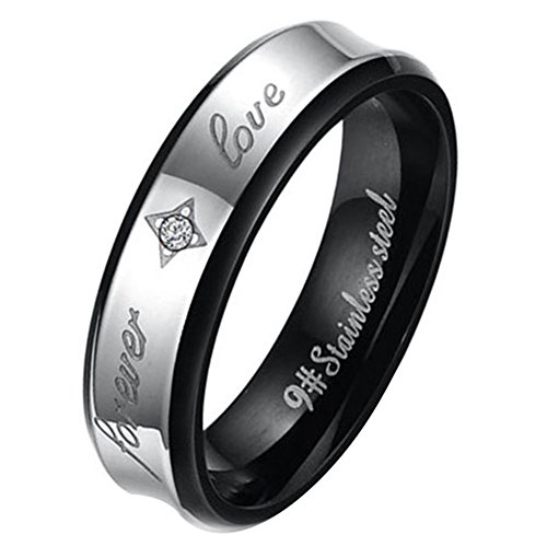 Flongo Anillos para Hombre, Anillos de Bodas, Anillos de Compromiso, Regalo de Amor Forever Love, Acero Inoxidable, Dorado Negro,Regalo San Valentín,Talla 20 española