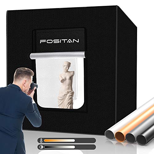 FOSITAN Foto Estudio Luz Box 80x80x80cm Estudio de fotografía LED 3200-5500K de con 2X 168 Luces Brillo Ajustable LED, 5 Fondos de Colores (negro, azul, blanco, rojo, gris) para fotografía profesional FOSITAN Foto Estudio Luz Box 80x80x80cm Estudio de fotografía LED 3200-5500K de con 2X 168 Luces Brillo Ajustable LED, 5 Fondos de Colores (negro, azul, blanco, rojo, gris) para fotografía profesional