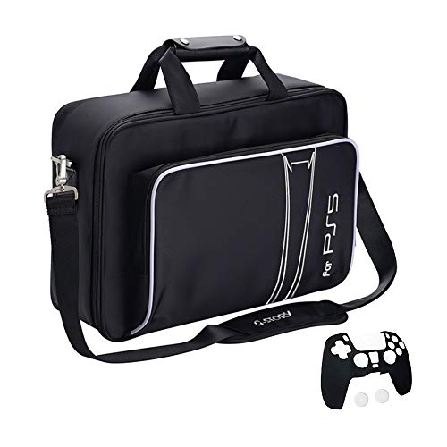 Funda para Playstation 5, funda de transporte para consolas de videojuegos - Protección con correa para el hombro y compartimentos separables para accesorios y juegos - Compatible con PS5