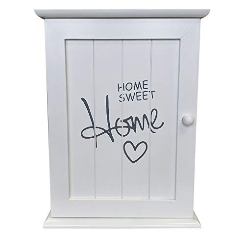 Gabinete para llaves Caja para llaves 'Home Sweet Home' 22x29x8cm con 6 ganchos para llaves - blanco