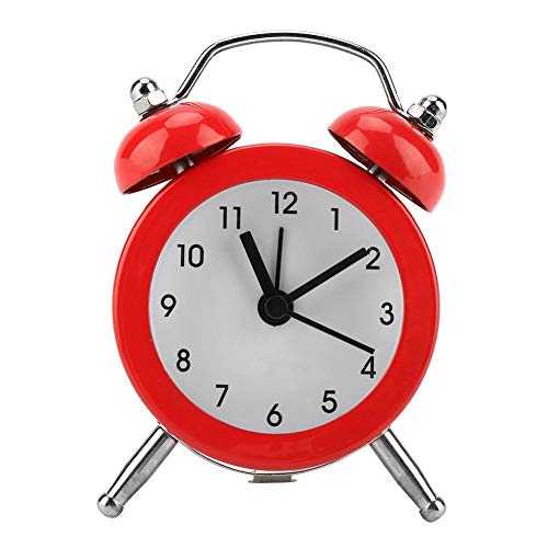 Garosa Reloj Despertador Digital Portátil de 3 Pulgadas con Reloj de Alarma con Batería Inicio Hogar Campana Campana de Metal Uso En El Hogar Accesorio Despertador para Estudiante Adulto(Red)