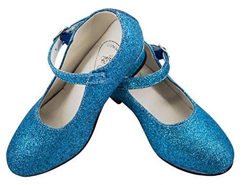 Gojoy shop- Zapato con Tacón de Danza Baile Flamenco o Sevillanas para Niña y Mujer, 5 Colores Disponibles (P- Azul Clara, 32)