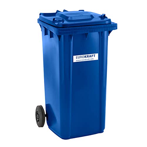 großmüllt onne de plástico, según DIN EN 840 – Volumen 240 l, dimensiones: 1067 x 580 x 730 mm – azul – Contenedor de basura Cubo de basura coleccionistas – Cubo de basura