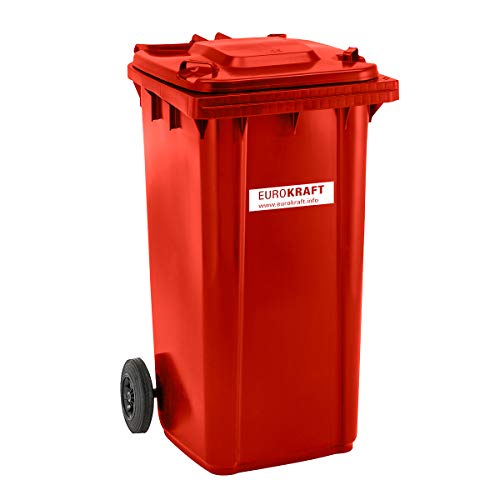 großmüllt onne de plástico, según DIN EN 840 – Volumen 240 l, dimensiones: 1067 x 580 x 730 mm – rojo – Contenedor de basura Cubo de basura coleccionistas – Cubo de basura