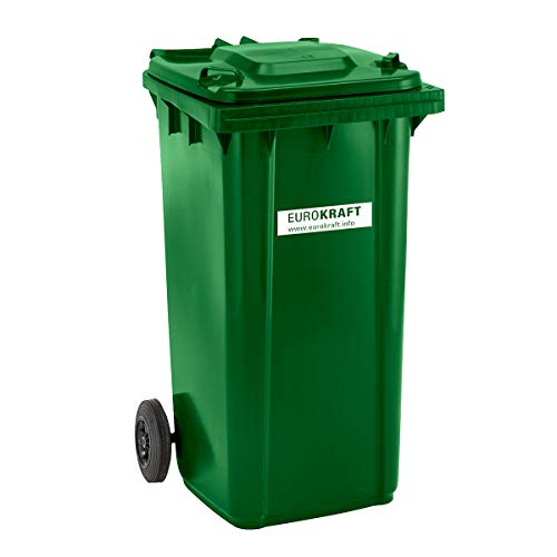 großmüllt onne de plástico, según DIN EN 840 – Volumen 240 l, dimensiones: 1067 x 580 x 730 mm – Verde – Contenedor de basura Cubo de basura coleccionistas – Cubo de basura