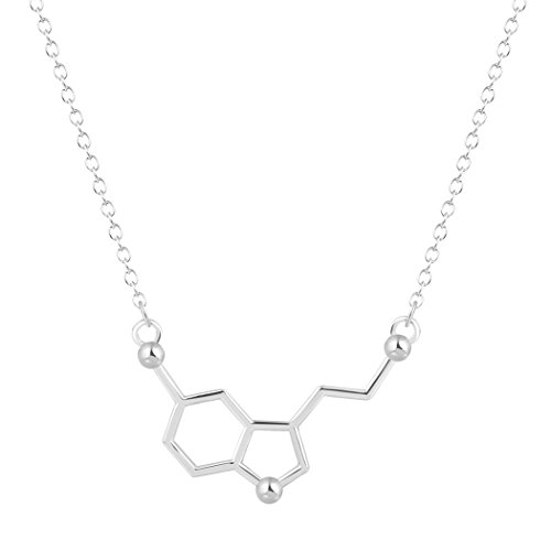 GUUTUUG Joyería orgánica de la química de los Amantes de la Ciencia Collar Molecular de la serotonina