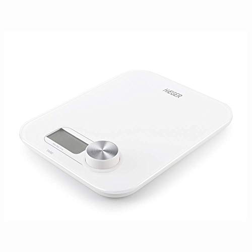 HAEGER NOBATT - Báscula de Cocina sin Pilas, Máx. 5 Kgs, Tecnología sin batería: Botón giratorio para generar energía, función de tara, indicador de batería baja y de sobrepeso HAEGER NOBATT - Báscula de Cocina sin Pilas, Máx. 5 Kgs, Tecnología sin batería: Botón giratorio para generar energía, función de tara, indicador de batería baja y de sobrepeso