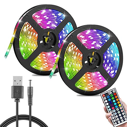 harupink Tira de luces LED de 1/3/5/10/15/20 m, 60 LEDs/M SMD RGB RGB que cambia de color con mando a distancia de 44 teclas y cable USB para salón, bar, fiestas y decoración del hogar (20 m)