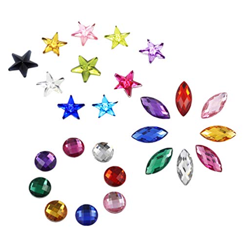 Healifty 300 Piezas de Piedras Preciosas Acrílicas Diamantes de Imitación Planos Cristales Gemas Del Tesoro Adornos para Dispersiones de Mesa Artesanías Joyas