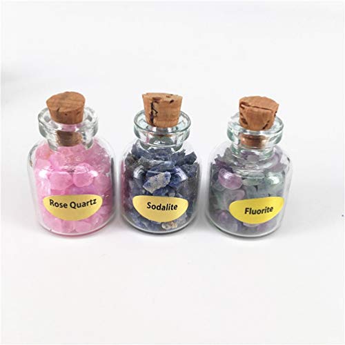 Healifty Pequeños frascos de cristal con corcho y piedras preciosas para niños, niñas, amantes, cumpleaños, joyas, decoración, manualidades, 9 unidades
