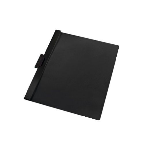 Herlitz 10312486 - Funda plástica con solapa transparente capacidad para 30 hojas de PVC color negro (Pack de 5)