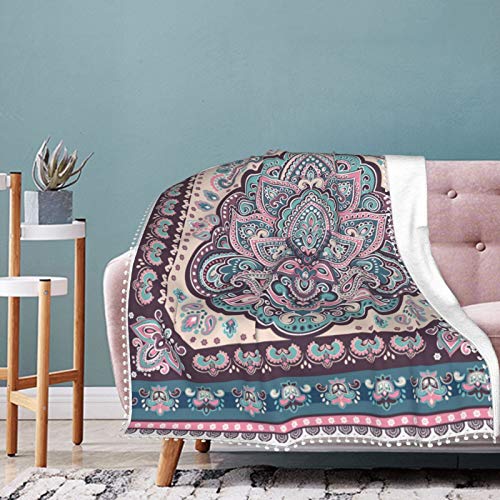 Hermosa Manta Suave con Mandala étnico Floral Indio de Paisley, Doble, Disponible en Cuatro tamaños de 80"x 60" Hermosa Manta Suave con Mandala étnico Floral Indio de Paisley, Doble, Disponible en Cuatro tamaños de 80"x 60"
