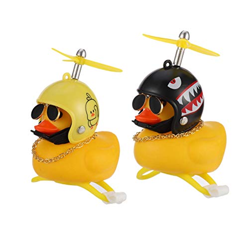 Heyu-Lotus Juego de 2 patos de goma para decoración de bicicletas, cochecito, pato amarillo, para niños y adultos