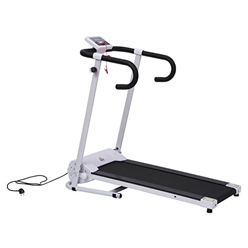 HOMCOM Cinta de Correr y Andar Plegable y Eléctrica de 500W para Fitness 1-10Km/h con Pantalla LCD y Carga Máx. 110kg Blanco y Negro