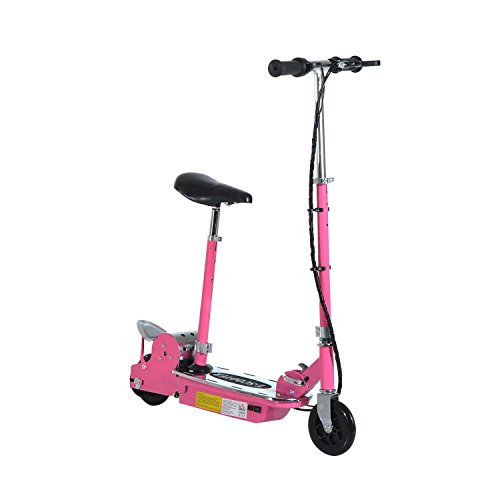 HOMCOM Patinete Eléctrico Scooter Plegable con Manillar y Asiento Ajustable Tipo Monopatín 120W Carga 50kg(Rosa) HOMCOM Patinete Eléctrico Scooter Plegable con Manillar y Asiento Ajustable Tipo Monopatín 120W Carga 50kg(Rosa)