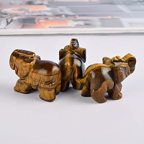 HONGHUA Figuras De Elefante De 1,5 Pulgadas Artesanales Talladas Piedra Natural Ojo De Tigre   Elefante Mini Estatua De Animales para La   Decoración del Hogar Curación De Chakra