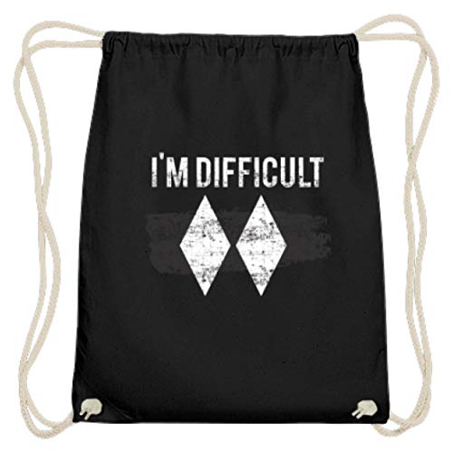 I'm Difficult - Bolsa de gimnasio de algodón con diseño de rombos blancos sobre fondo negro, color Negro, talla 37cm-46cm