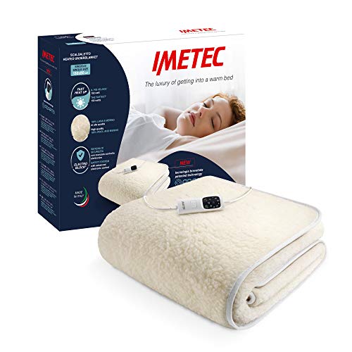 Imetec Adapto - Calientacamas individual 150x80 cm, 100% lana y merino, tecnología patentada, rápido calentamiento, sistema de protección Electro Block, controlador con 6 niveles de temperaturas Imetec Adapto - Calientacamas individual 150x80 cm, 100% lana y merino, tecnología patentada, rápido calentamiento, sistema de protección Electro Block, controlador con 6 niveles de temperaturas