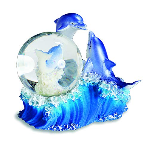 impexit - Bola de nieve de delfín con figura de delfín más bebe en resina, 6,5/8,5/7 cm (a)