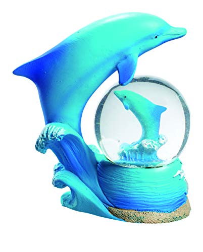 impexit - Figura decorativa de delfín con bola de nieve de delfín en resina, 9/5 cm