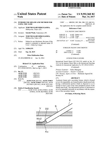 Introducer sheath and method for using the same: United States Patent 9592368 (English Edition)