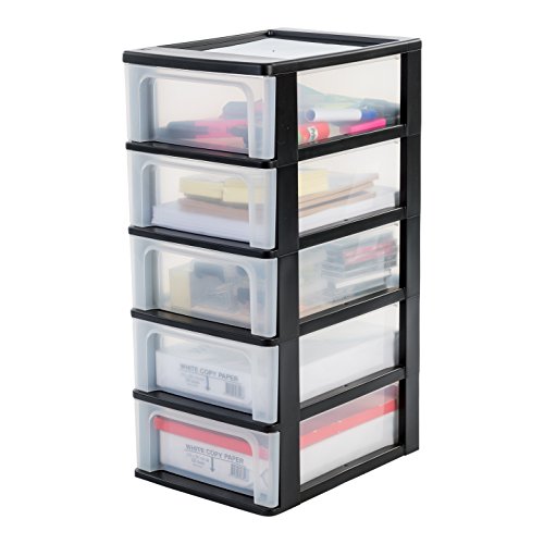 Iris Ohyama OCH-2005, Torre de Almacenamiento con 5 cajónes-Organizer Chest-Och 2005, plástico, Negro/Claro/Transparente, 35 L, 26 x 35,5 x 61 cm, 5 x 7 L Iris Ohyama OCH-2005, Torre de Almacenamiento con 5 cajónes-Organizer Chest-Och 2005, plástico, Negro/Claro/Transparente, 35 L, 26 x 35,5 x 61 cm, 5 x 7 L