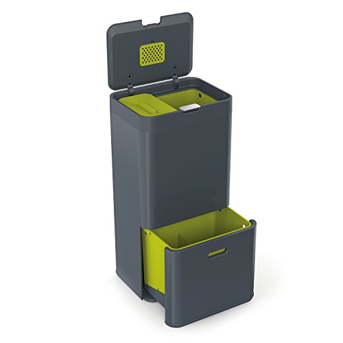 Joseph Joseph Totem 60 L - Cubo de basura, separación y reciclaje color Gris (Graphite)