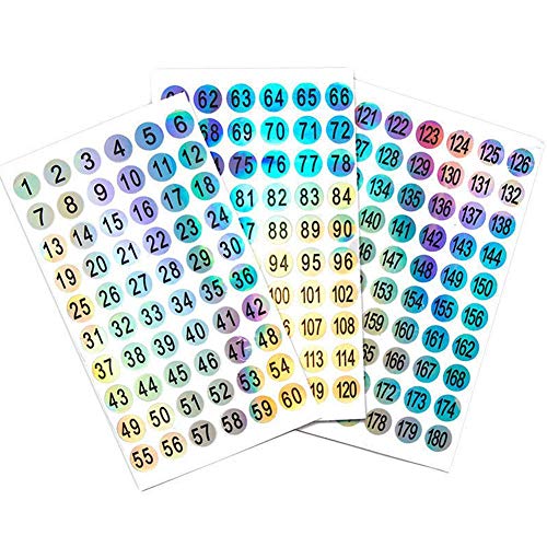 Juego de etiquetas autoadhesivas para números de 3 piezas para esmalte de uñas, barniz en gel, 1-60, 61-120, 121-180, marca, numeración, etiqueta digital, herramienta de manicura