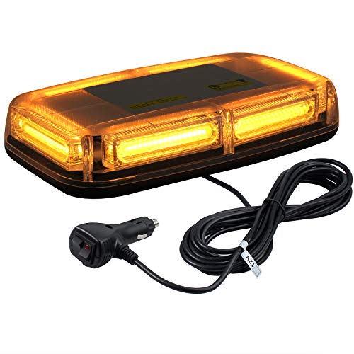 Justech 6-COB LED 60W Luz de Advertencia de Emergencia del Coche Faro de Peligro Ámbar Luces de Barra luz Estroboscópica 12V 24V con Base Magnética para Remolque de Camión de Vehículo