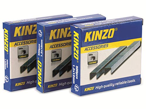 Kinzo - 3 cajas de 500 grapas 8-12 mm (1500 en total)