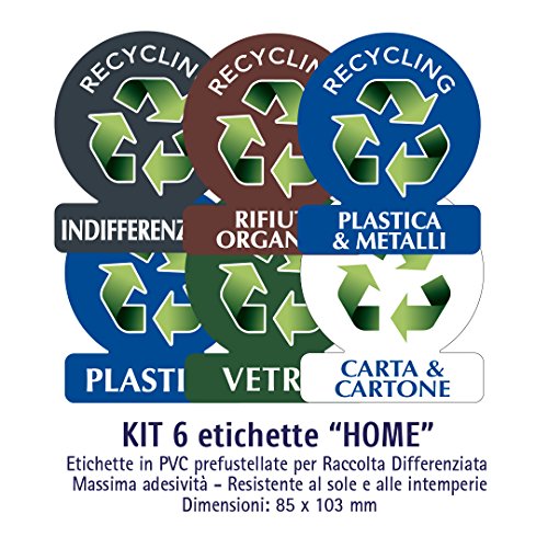 Kit Home (pequeño) – Etiquetas autoadhesivas para recoger basura – 6 etiquetas variadas de 8 x 10 cm