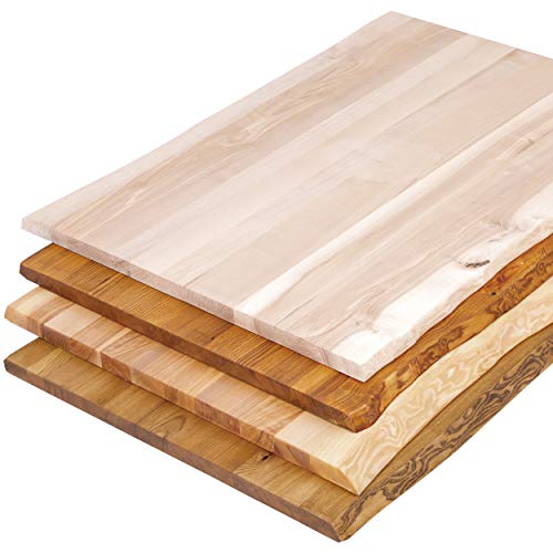 LAMO Manufaktur Tablero de Madera para Escritorio, Mesa Comedor, Tablero de Madera Maciza, Tablero con Borde Vivo, 120x80 cm, Fresno en Bruto, LHB-01-A-001-120