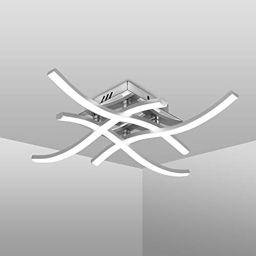 Lampara techo, lámpara de techo LED, 4 paneles LED incorporados, 24W 2.000 lúmenes, luz blanca neutra 4000K, luz de techo moderno para salas de estar y dormitorios 220V IP20 Lampara techo, lámpara de techo LED, 4 paneles LED incorporados, 24W 2.000 lúmenes, luz blanca neutra 4000K, luz de techo moderno para salas de estar y dormitorios 220V IP20