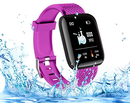 Langguth Reloj inteligente en color morado, reloj de pulsera de fitness con pantalla táctil de 1,3 pulgadas, rastreador de fitness con ECG, resistente al agua IP67